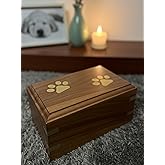 AYZCORP Wooden Urn - Pet Urns For Dogs Ashes, Decorative Wooden Pet Urns For Ashes - Rosewood Cremation Urns For Dogs, Pet Urns For Cats, Small Wooden Cremation Box (Two Paws)