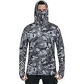 FISHEAL Men's Performance Fishing Hoodie Shirt - UPF 50+ Sun Protection Long Sleeve Thumbholes Shirts with Neck Gaiter