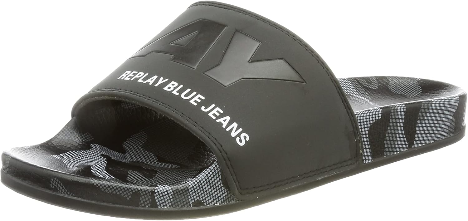 Replay Men's UPCOWSETT Slipper, 1897 Camo Blue, 7.5 UK