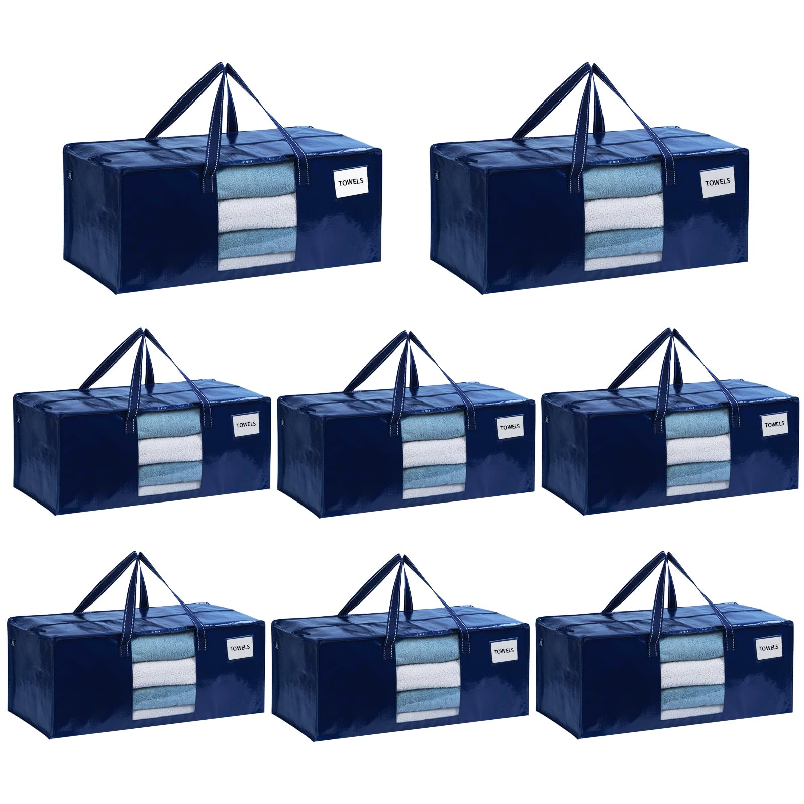 VENO 8 Pack Moving Bags Extra Large Storage Bags for College Move-In, Heavy-Duty Storage Totes, Packing Boxes, and Wardrobe Moving Supplies - Durable Laundry Bags for Clothes (Blue, 8 Pack) โ image 1