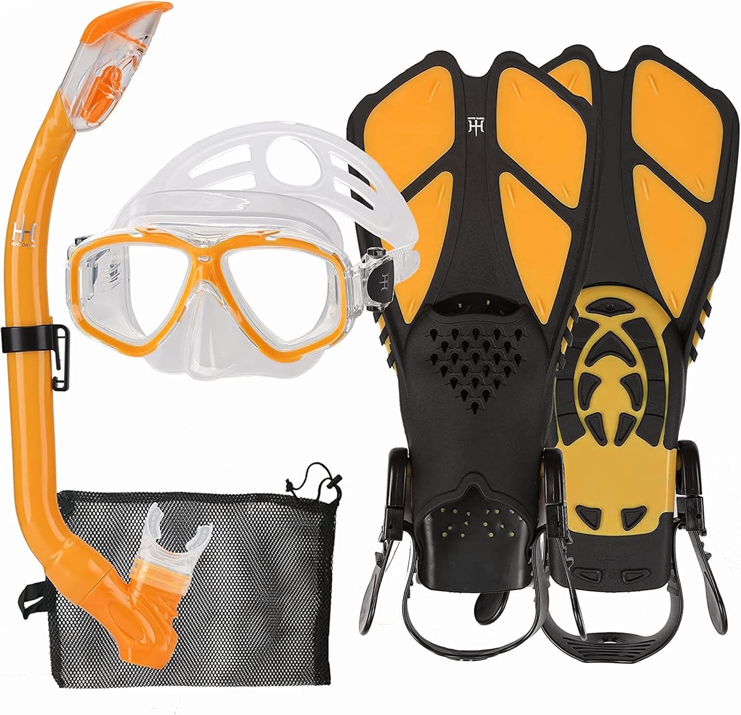 Photo 1 of Kids Snorkeling Set with Fins Anti Leak Snorkeling Gear for Kids with Adjustable Flippers, Youth Junior Full Dry Snorkel Set Swimming Goggles with Nose Cover Diving Mask Scuba with Bag, 5-14 Yrs