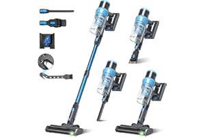 PRAVOLE Cordless Vacuum Cleaner, 35kPa 60Min Vacuum Cleaners For Home, Powerful Stick Vacuum Rechargeable With Green Light, Anti tangle Wall Mount, 8 in 1 Lightweight Vacuum For Hardwood Floor Pet Hair Carpet