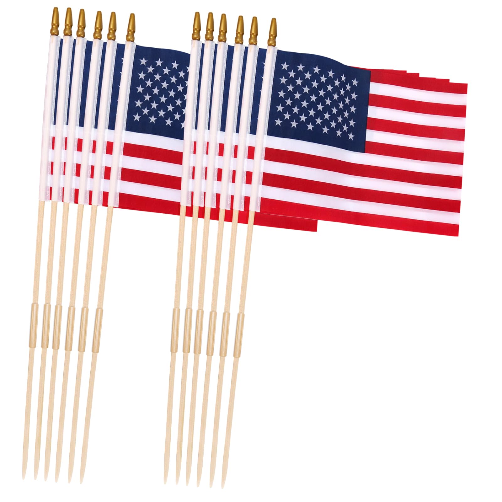 Photo 1 of 12 Pcs 8x12 Inch American Flags For Outside/ US Stick Flags with Kid-Safe Spear Top, Handheld Flag or Ground-insertable, Perfect for Memorial Day Decorations,Independence Day ,4th of July Outdoor Decor Yard Patio Flags