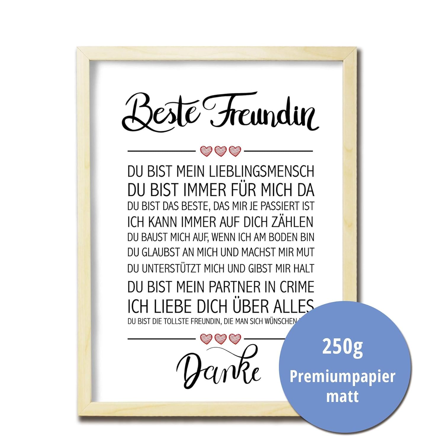 Close Up Beste Freundin Danke Zitate Poster Deko Geschenk Zum Geburtstag Weihnachten Jeden Tag 30 X 40 Cm Premium Qualität