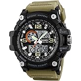 MASTOP Big Dial Dual Display Men’s Digital Analog Sport Wristwatch Stopwatch Alarm Waterproof Military Army Watch