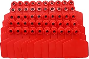 NOMAL Blank Ear Tags 100 Pieces Cattle Cow Blank Ear Tags Identifcation Livestock Ear Tags for Cattle Cow Horse Pig Goat Sheep (red)