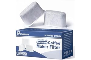 12 Pack Cuisinart Compatible Coffee Filter Replacement by Possiave - Charcoal Water Filter for Cuisinart - Fits all Cuisinart Coffee Machines