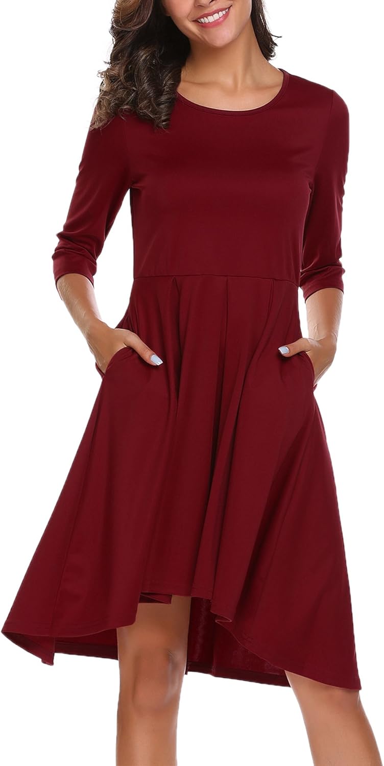 red flowy dress with sleeves