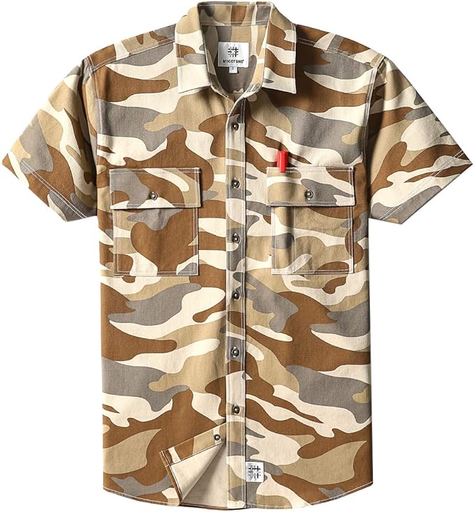 Garatia Men's Short Sleeve Canvas ButtonUp Work Shirt Desert Desert