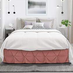 Nestl Pink Clay Bed Skirt Queen Size, Pinch Pleat