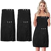 Tigeen 2 Pcs Spa Body Towel Wrap for Women with Adjustable Lightweight Spa Robe Closure Elastic Top Soft Bathrobe Wrap