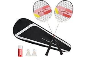 AIRZHANYU Badminton Rackets,Badminton Racket Set,Both Offensive and Defensive,Composite Carbon Ultra Light 82g Professional Training Racket,Including 2 Rackets,2 Shuttlecocks,and 1 Bag