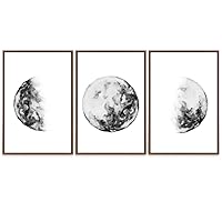 SIGNWIN 3 Piece Framed Canvas Wall Art Mountain with Fog Canvas Prints Home Artwork Decoration for Living Room,Bedroom - 16