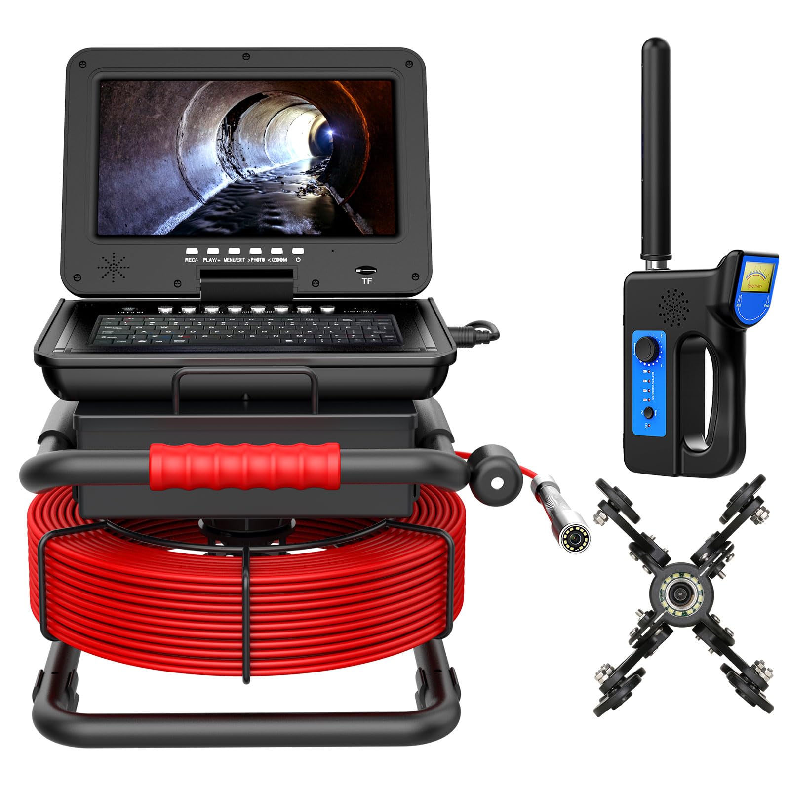 Photo 1 of ***EIXAUP MODEL***Sewer Camera with Locator, 512Hz Sonde, Self-Leveling, Distance Counter, Keyboard, 5 mm Thick Cable 165FT/50M Sewer Inspection Camera with 1080P FHD 10" IPS DVR Screen, IP68 Waterproof***EIXAUP MODEL***