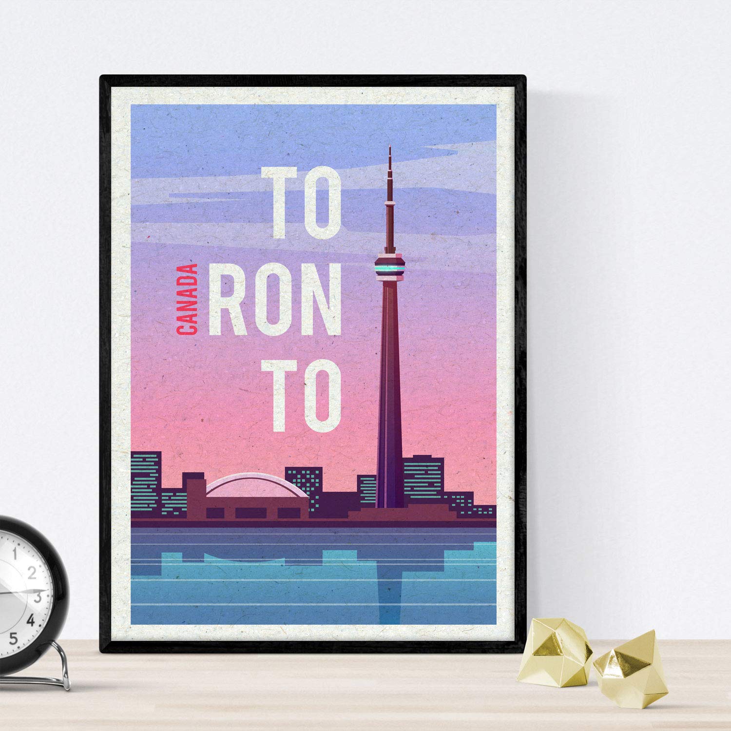 Nacnic Toronto sheet. Vintage style. Poster city colors. Ad Canada Size A3