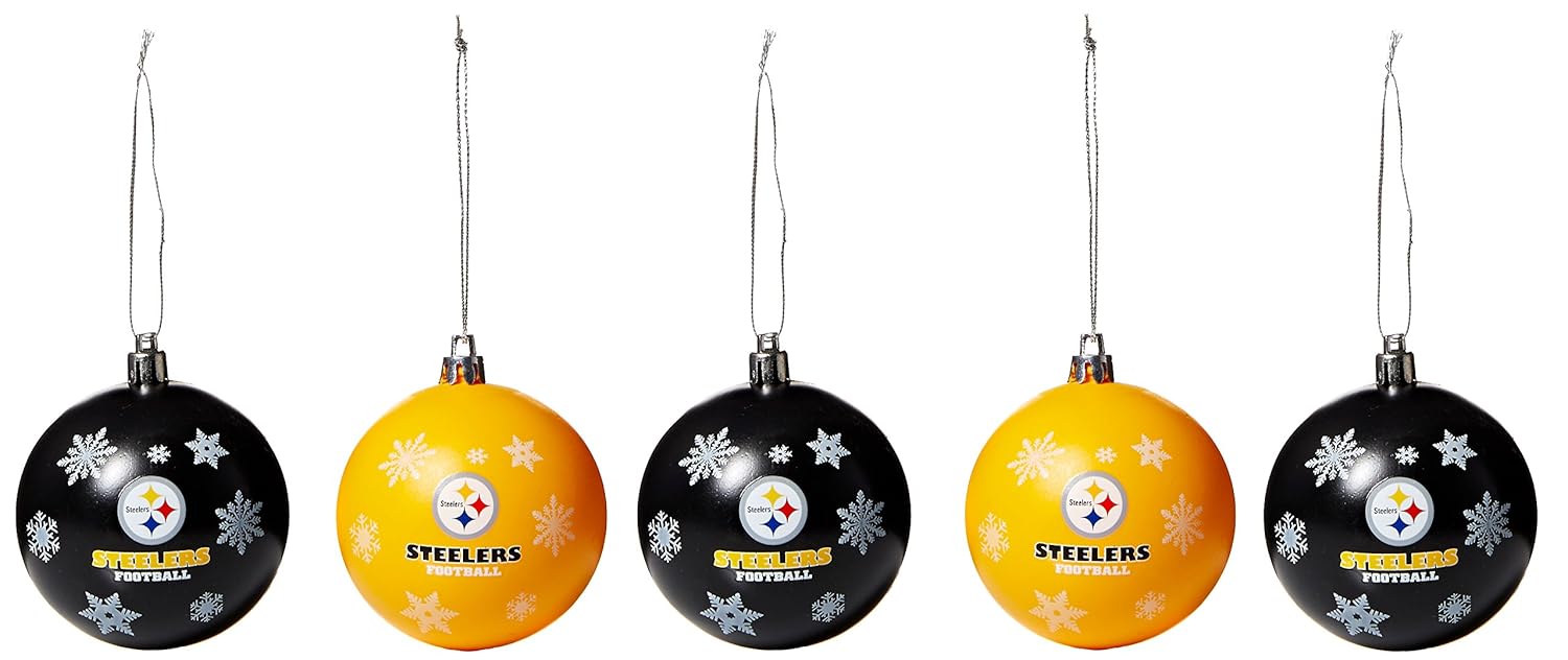 FOCO NFL Unisex 2016 5 Pack Shatterproof Ball Ornament Set