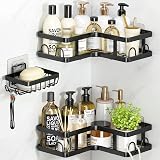 ZVZM Corner Shower Caddy Organizer Rack 3 Pack with 12 Hooks No Drilling view 1