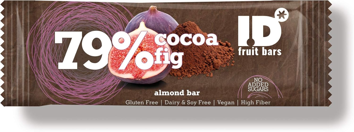 I.D. Cocoa and Fig Bar with Almond, 35 g, All Natural HIGH in Fibre