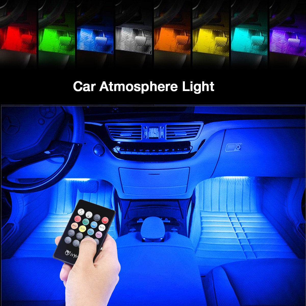 isYoung Lot de 4 Bande Lumières de Voiture 48 Lumières intérieur de Musique Multicolores de LED d\'Ambiance de Décoration, Télécommande sans Fil