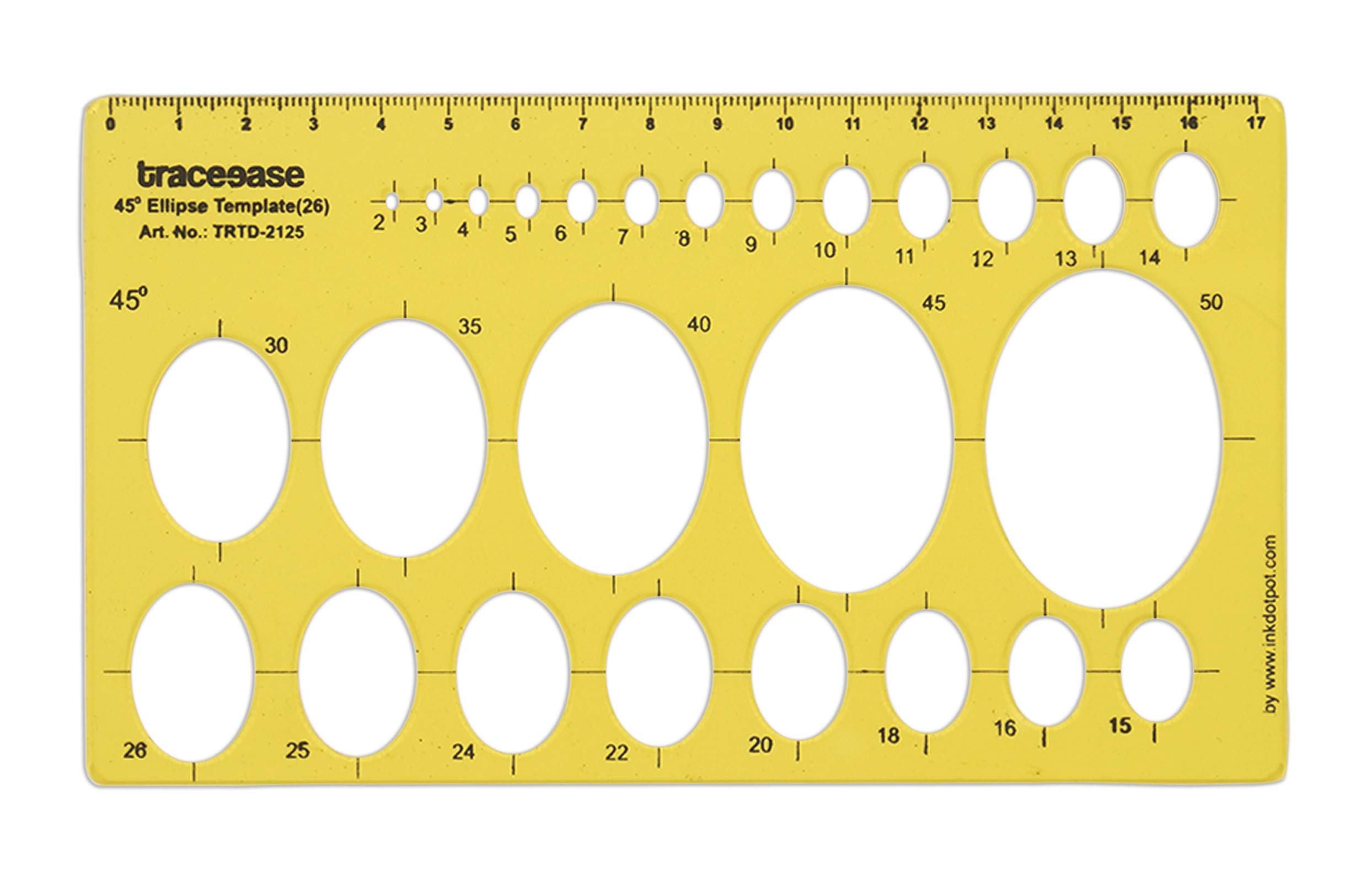 Traceease Geometric Drafting 45° Ellipse Template Drawing Stencil, Designing Template Measuring Ruler