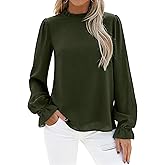 CFLONGE Women's Blouse Ruffle Long Sleeve Tops for Women Trendy 2025 Fall Fashion Shirts Business Work Tunic Going Out Tops