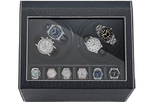 NOSTHEART Watch Winder for Automatic Watches , 4+6 Storage Display Box with Crocodile Print Leather Japanese Quiet Motor, Flexible Pillows Case Man and Woman's Ac Adapter