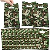 YYMYMGJ 50 PCS Camo Party Gift Bags, Camouflage Military Party Favors Bags Waterproof Plastic Goodie Bags for Army Birthday Decorations Supplies Gifts for Kids Boy Girl Baby Shower