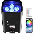 Battery Powered Uplights Rechargeable Par Can 6x18W RGBWA+UV LED Uplight 9600 mAh Remote/APP/DMX512 Control Stage Lights Uplighting Indoor for Wedding DJ Church Christmas Dance