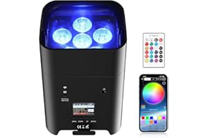 HOLDLAMP Battery Powered Uplights Rechargeable Par Can 6x18W RGBWA+UV LED Uplight 9600 mAh APP/Remote/DMX512 Control Stage Lights Uplighting Indoor for Wedding DJ Church Christmas Dance