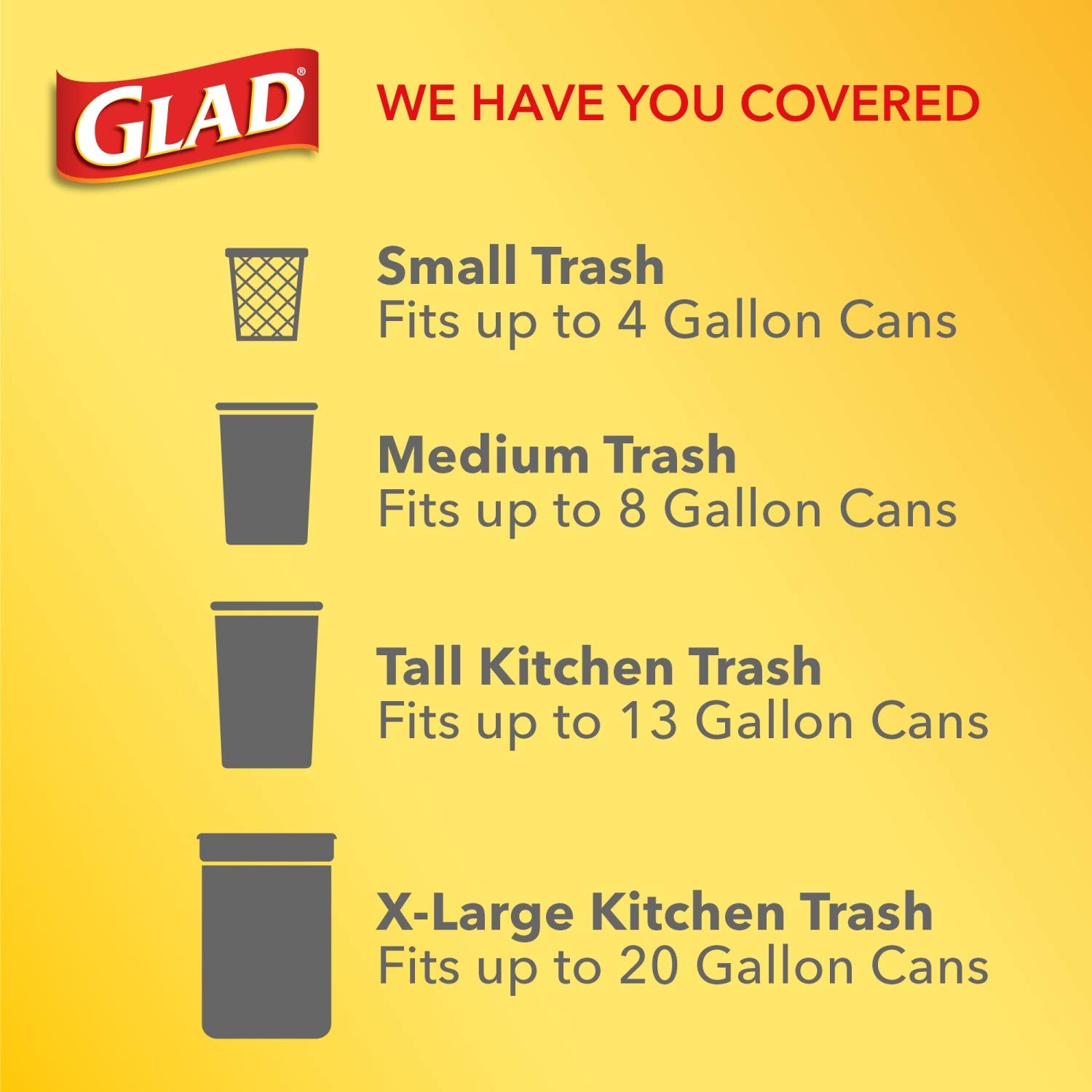 Glad ForceFlex Tall Kitchen Drawstring Trash Bags – 13 Gallon Trash Bag, Fresh Clean scent with Febreze Freshness – 80 Count (Package May Vary): Prime Pantry