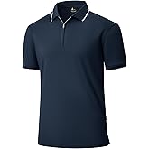SECOOD Polo Shirts for Men Zipper Moisture Wicking Golf Shirts Short Sleeve Casual Quarter Zip Polo T Shirt