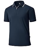 Polo Shirts for Men Zipper Moisture Wicking Golf