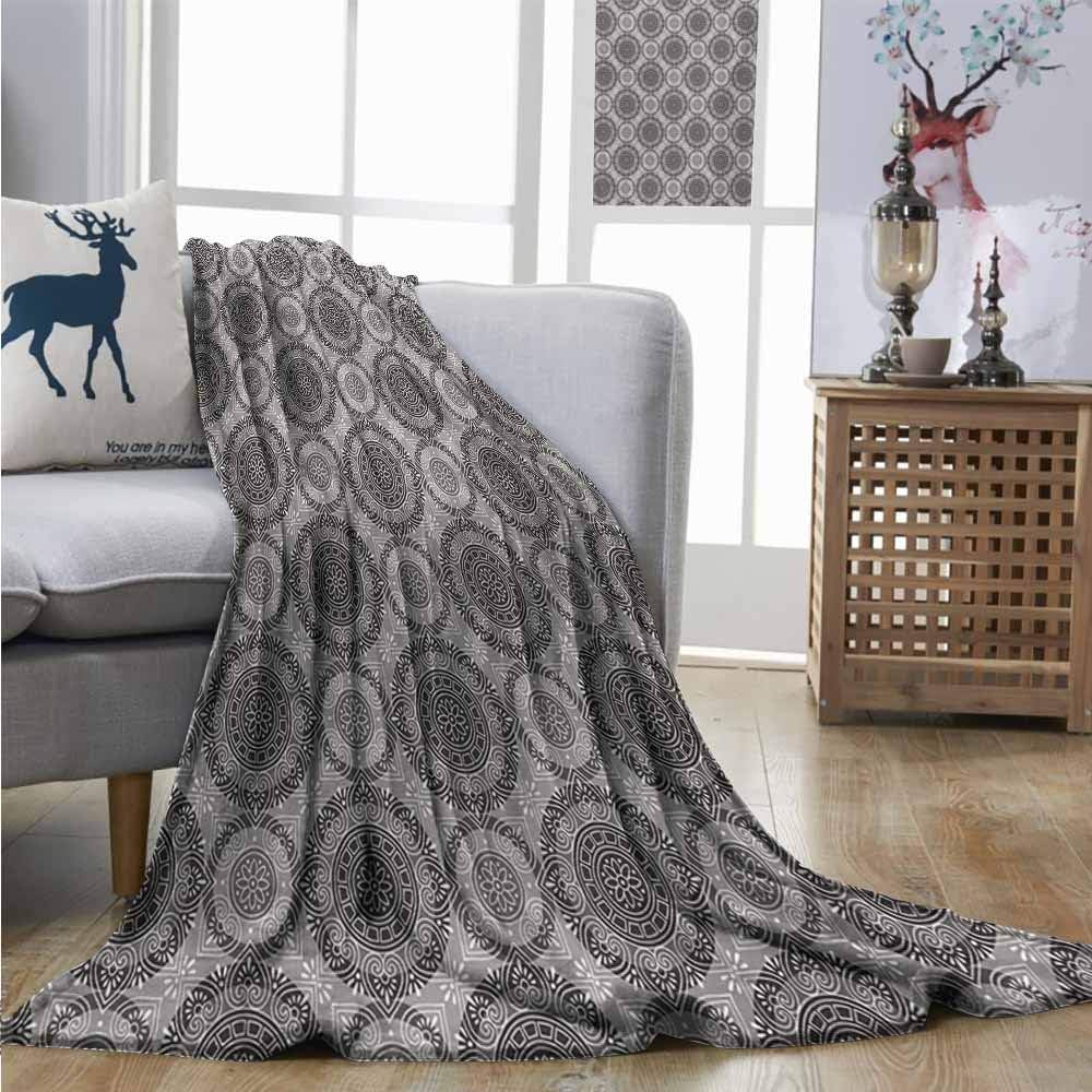 Homrkey Throw Blanket Grey Antique Artistic Pattern with Ornamental