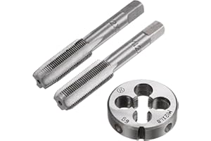 uxcell 3pcs Metric Hand Tap & Die Set, M12 x 1 Taper/Bottom Thread Taps + Round Die, Tap and Die Kit Hand Threading Tapping T