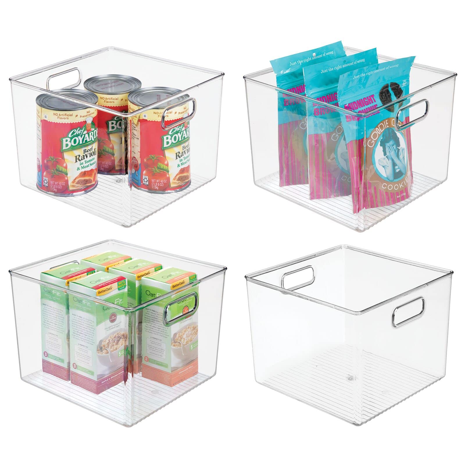 Photo 1 of mDesign Plastic Modern Storage Organizer Bin Basket with Handles - 4 Pack - Clear