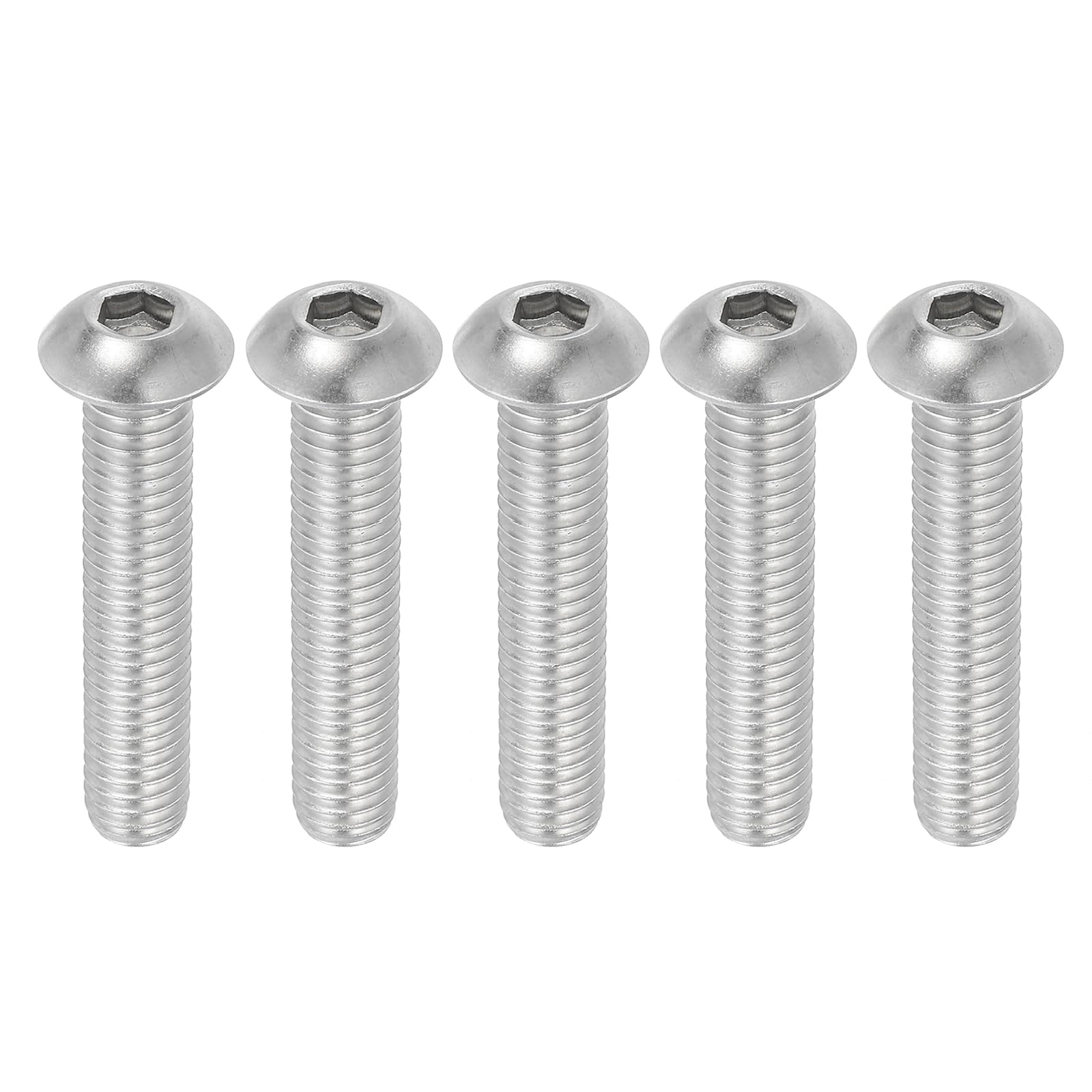 PATIKIL 3/8-16x2" Button Head Socket Cap Screws, 5 Pcs 304 Stainless Steel 18-8 Socket Cap Screw Bolts Allen Hex Drive Full Thread Fine Thread UNC