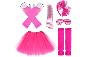 Miayon Kids 6 in 1 Costume Accessories 1970s 1980s Fancy Outfits and Dress for Cosplay Party Theme Party for Girl