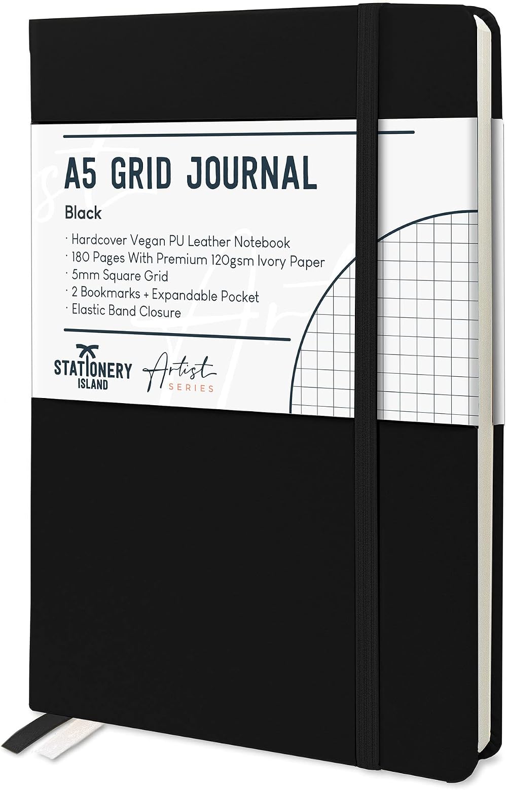 ISLAND A5 Squared Notebook 120gsm 180 Pages Hardback Grid