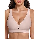 Avidlove Bras for Women V Neck Wireless Comfortable Bra Supportive No Underwire Bras Tshirt Push Up Bralettes Seamless Bra