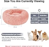 Nepfaivy Calming Dog Cat Donut Bed 19.7in Pink Non-Slip Washable M-50CM view 3