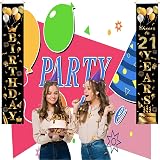 POPOYU Happy 21st Birthday Door Banner Black Gold Fabric 21 Years Old view 5