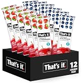 That's it 12 Variety Pack Fruit Bars (6 Strawberry, 6 Blueberry) No Sugar, 100% Natural Real Fruit Bar, High Fiber Vegan, Gluten Free, Paleo, Non-GMO