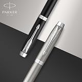Parker IM Fountain Pen Stainless Steel Chrome Trim Fine Nib Blue Ink Gift Box view 5