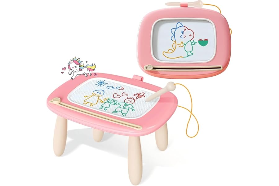 Kikidex Magnetic Drawing Board, Toddler Girl Toys for 1-3 Year Old, Doodle Board Pad Learning and Educational Toys for 1 2 3 Year Old Baby Kids Birthday Gift (Soft Pink)