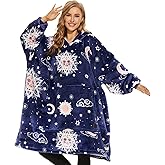 THREE POODLE Wearable Blanket Hoodie for Women, Oversized Sherpa Sweatshirt Blanket for Adults Men, Cozy Hooded Blankets, Glow In the Dark, Gifts for Teen Girls Women Mom Sister