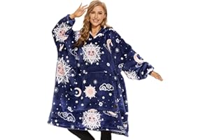 THREE POODLE Wearable Blanket Hoodie, Glow in The Dark Oversized Hoodie Blanket, Sherpa Hooded Blanket Sweatshirt for Adults Women Men Kids, Cozy Gifts