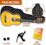 3rd Avenue XF 1/4 Size Classical Guitar Bundle Nylon Strings Gig Bag 6 Months view 3