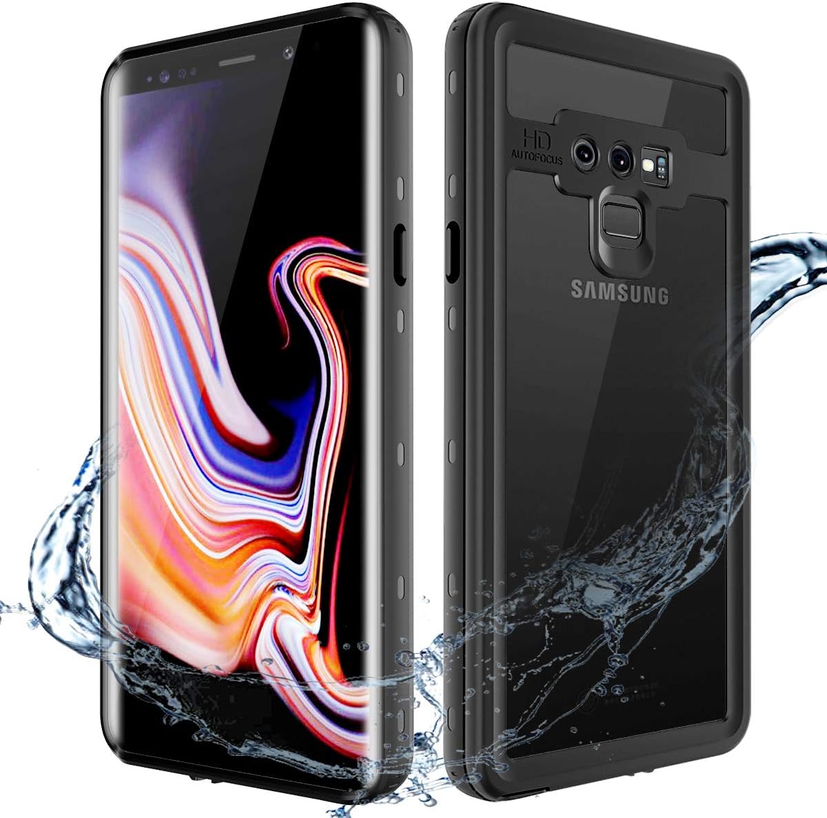 XBK Samsung Galaxy Note 9 Waterproof Case, Waterproof Shockproof Cover Case Built-in Screen Protector, Full Body Protect Clear Case Samsung Note 9 (Black)
