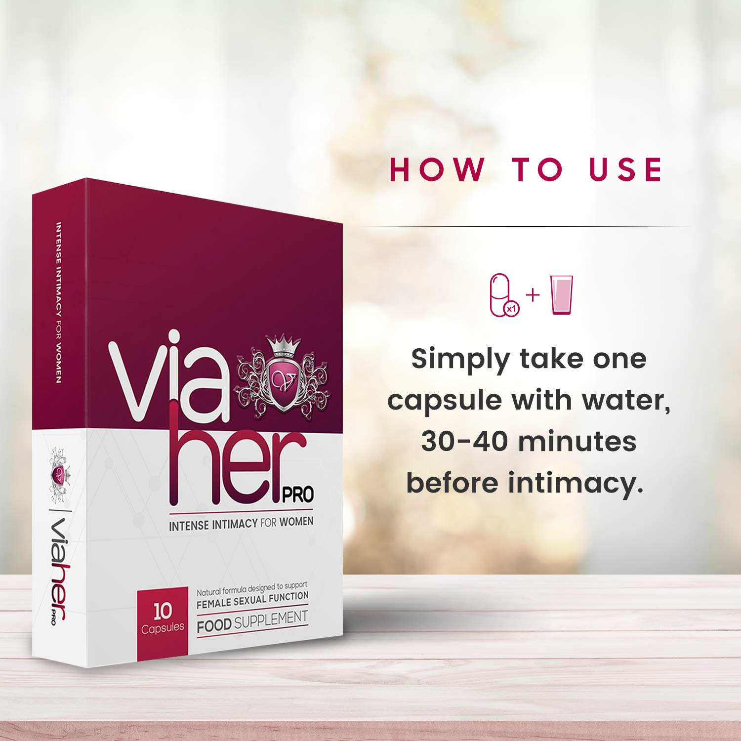 ViaHer Pro Herbal Supplement Pills for Women Enhancer for Female Drive, Mood, Performance