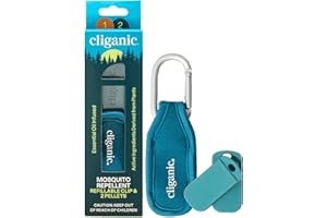 Cliganic Mosquito Repellent Pack (1 Clip + 2 Refill Pellets) - Natural DEET-Free, Essential Oil Infused